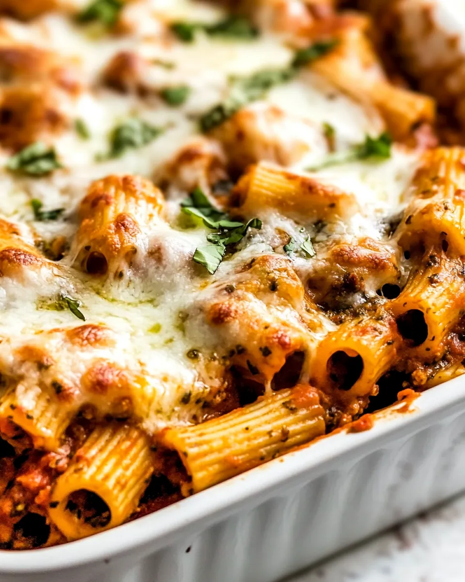 classic 4 Ingredient Pesto Baked Rigatoni Recipe image