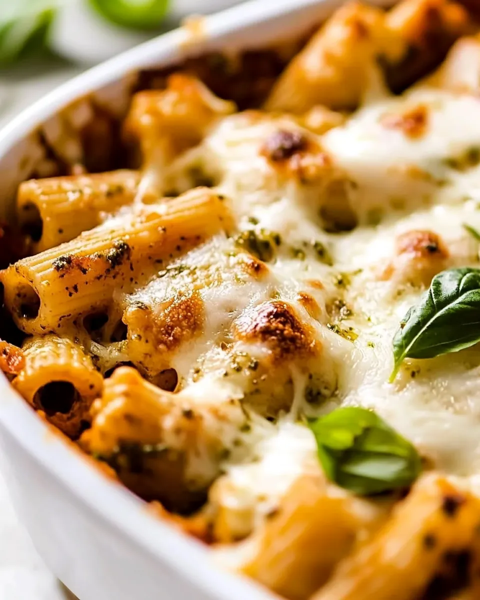 easy 4 Ingredient Pesto Baked Rigatoni Recipe picture