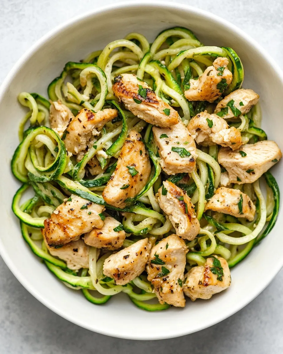 Easy 4 ingredient Garlic Chicken Zoodles recipe photo