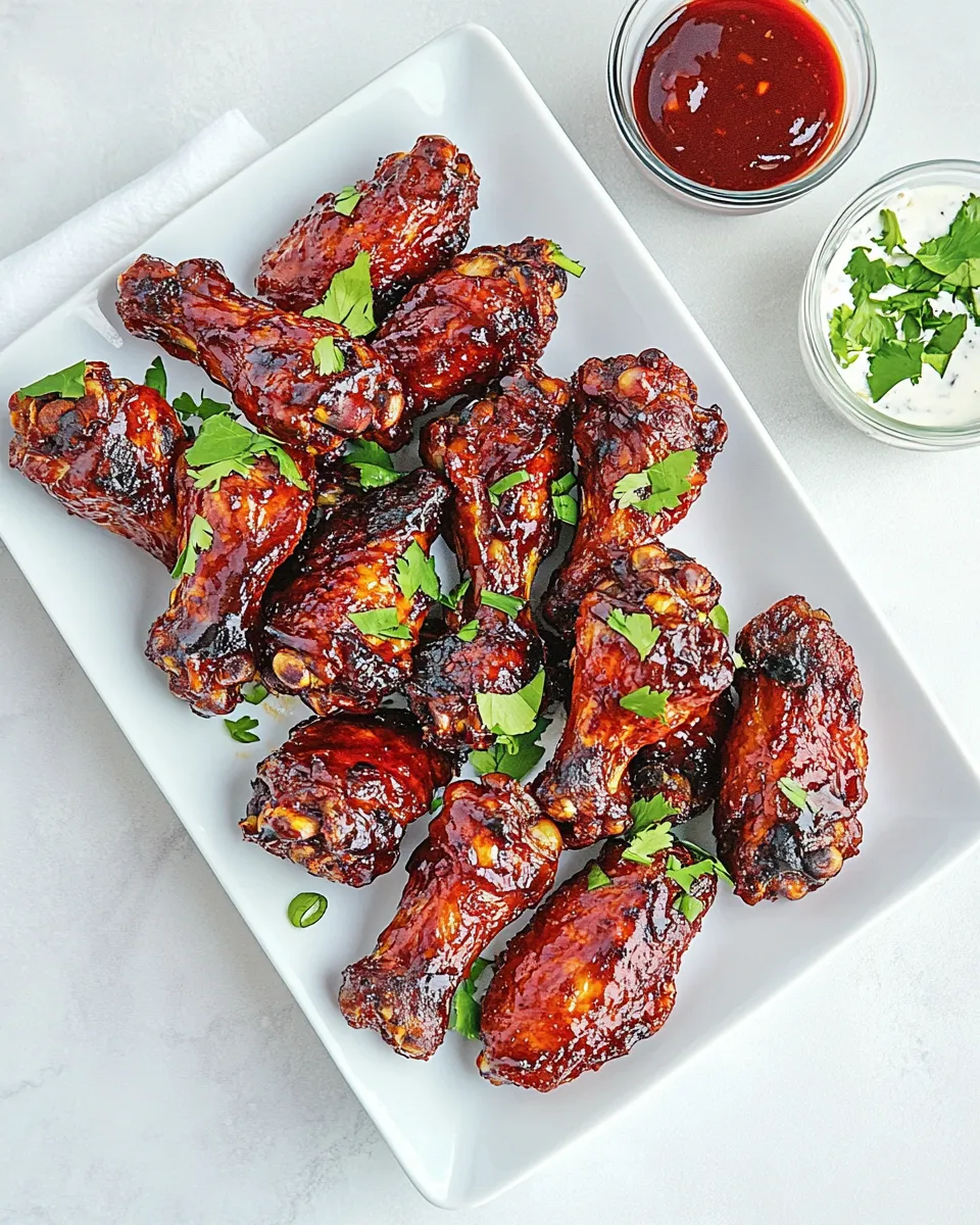 Easy Air-Fryer BBQ Chicken Wings food shot