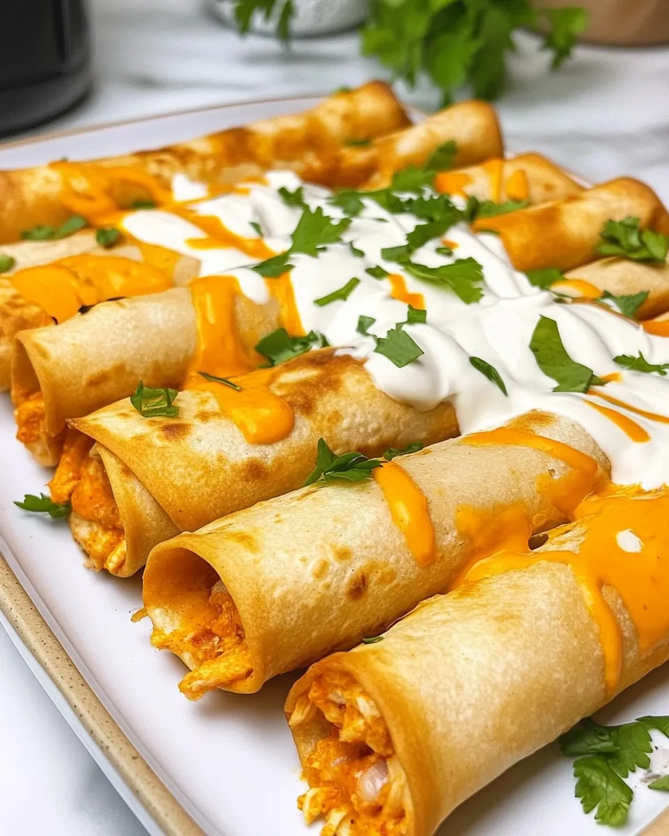 Easy Air Fryer Buffalo Chicken Taquitos recipe photo