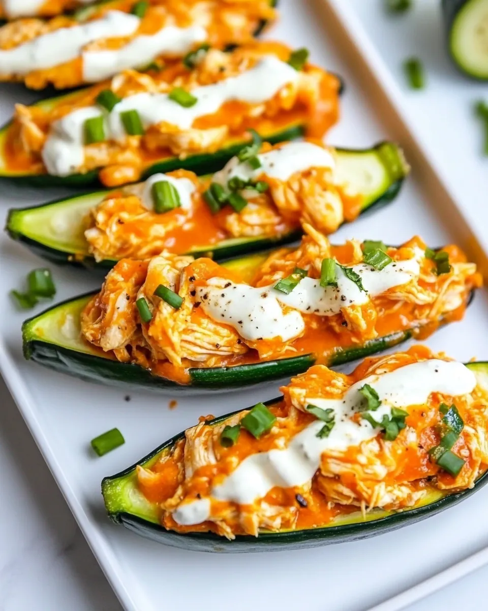 Healthy Air Fryer Buffalo Chicken Zucchini Skins dish photo