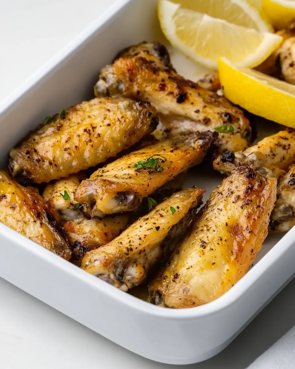 Delicious Air Fryer Lemon Pepper Chicken Wings plate image