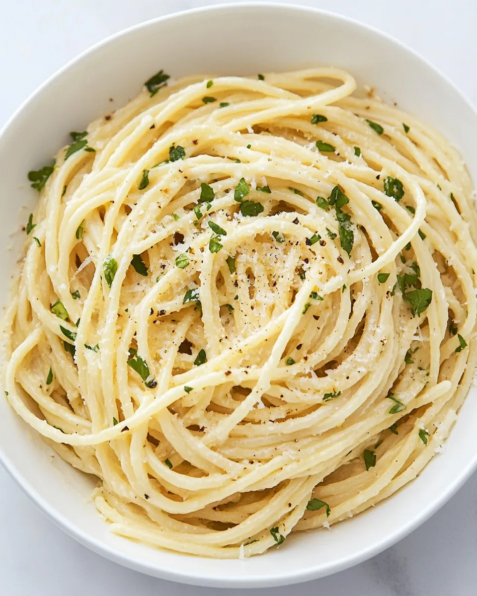 Delicious Alfredo Spaghetti plate image
