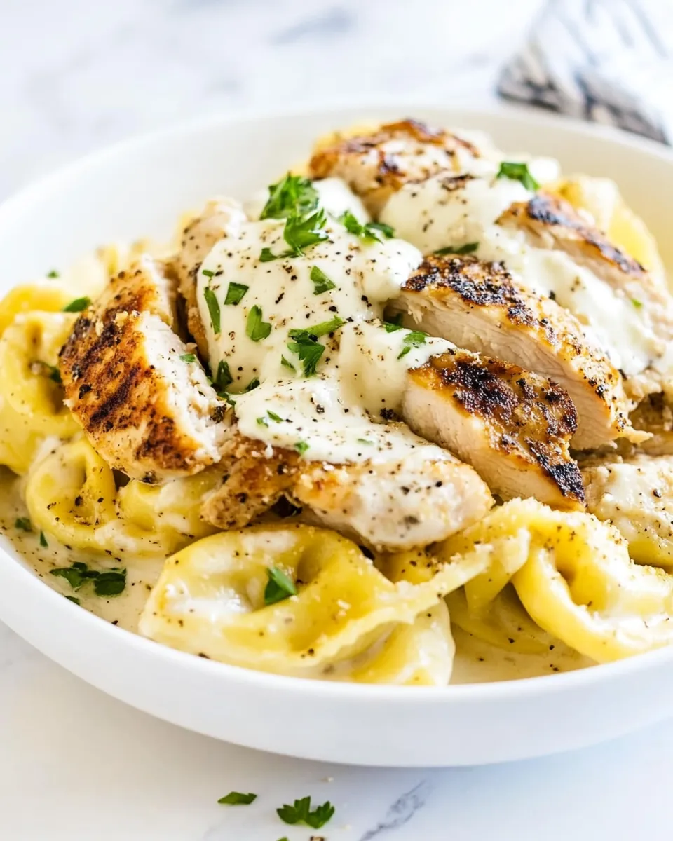 classic Asiago Tortellini Alfredo with Grilled Chicken image