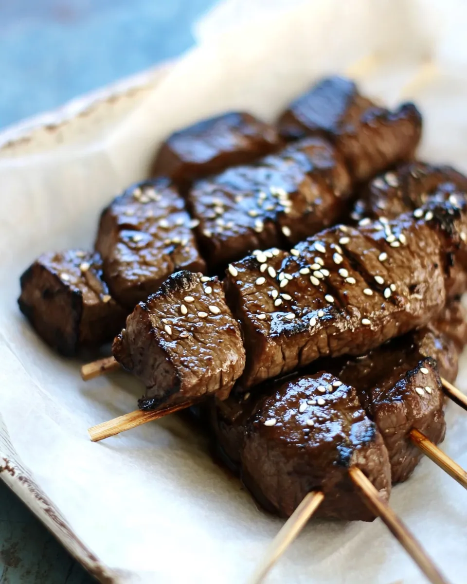 Easy Asian Flank Steak Skewers recipe image