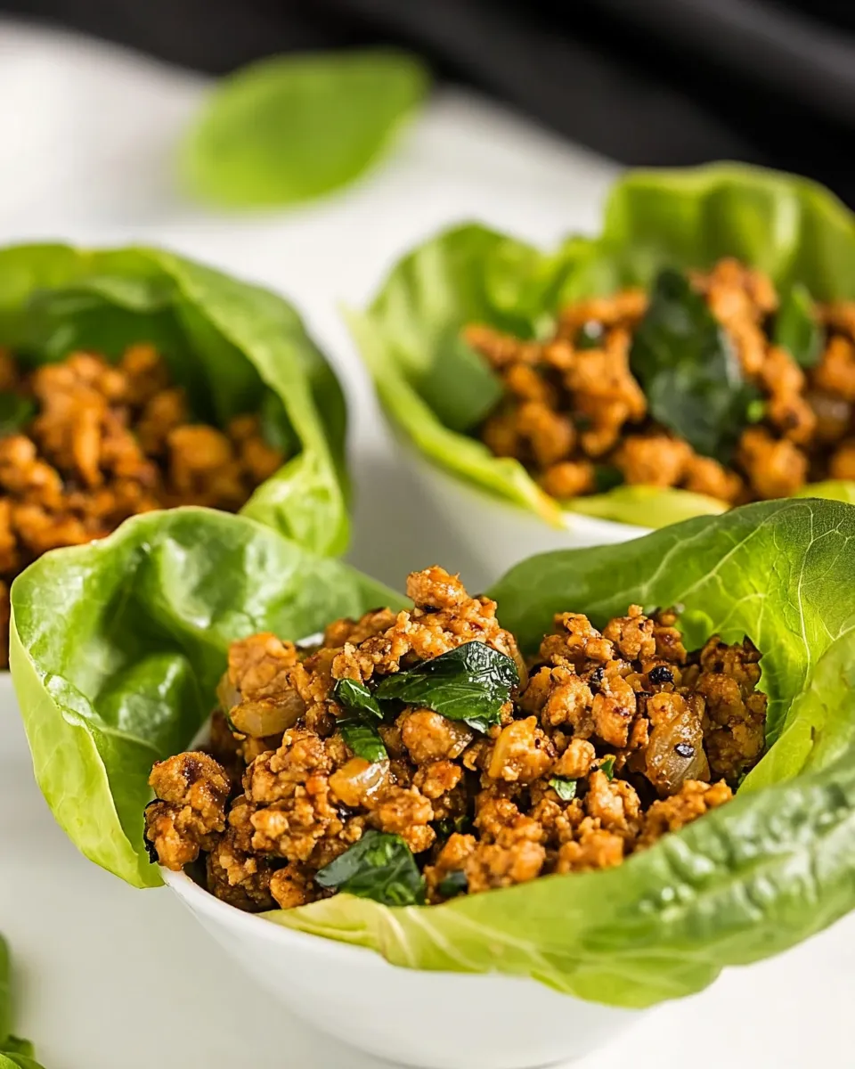 Easy Asian Lettuce Cups with Spicy Ground Turkey food shot