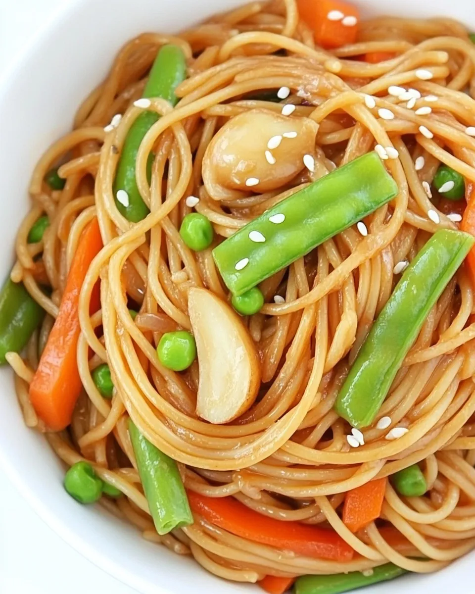 Classic Asian Spaghetti with Garlic and Vegetables image
