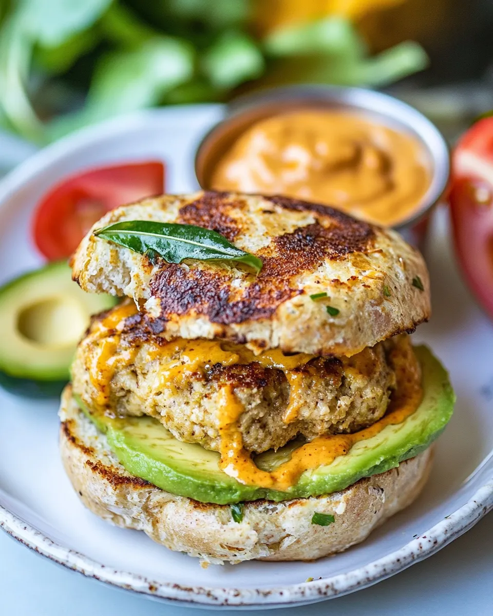 Easy Avocado Stuffed Turkey Burgers with Chipotle Aioli recipe photo