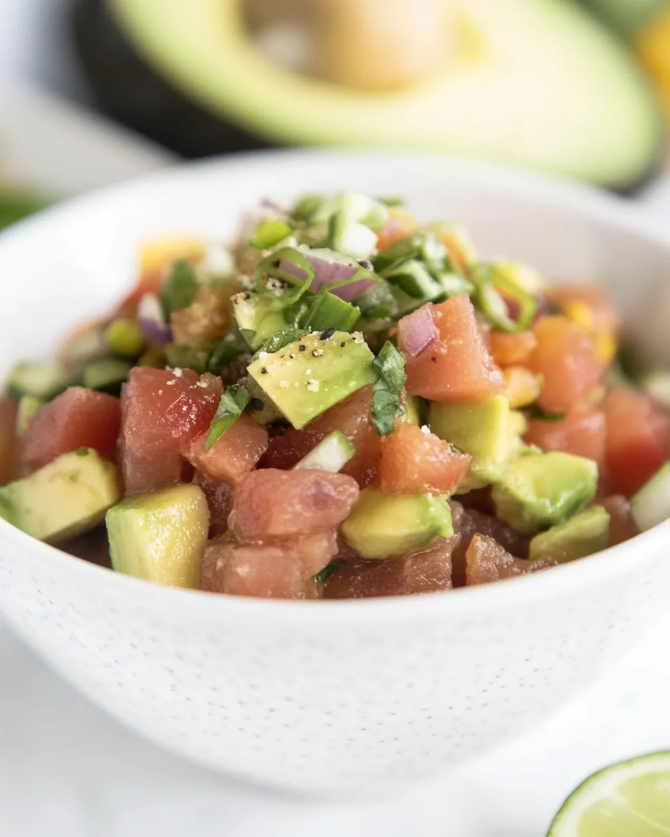 Easy Avocado Tuna Tartare food shot