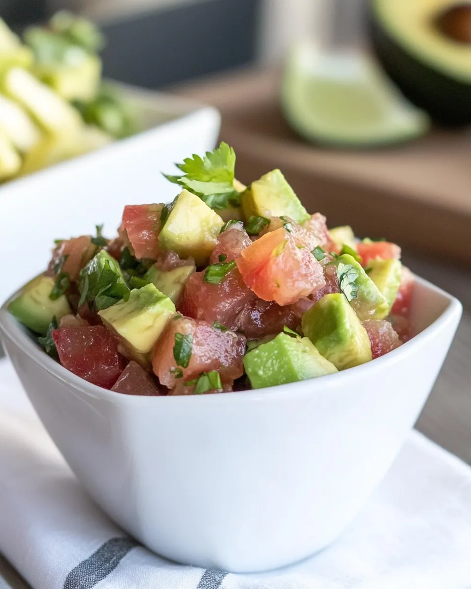 Delicious Avocado Tuna Tartare plate image