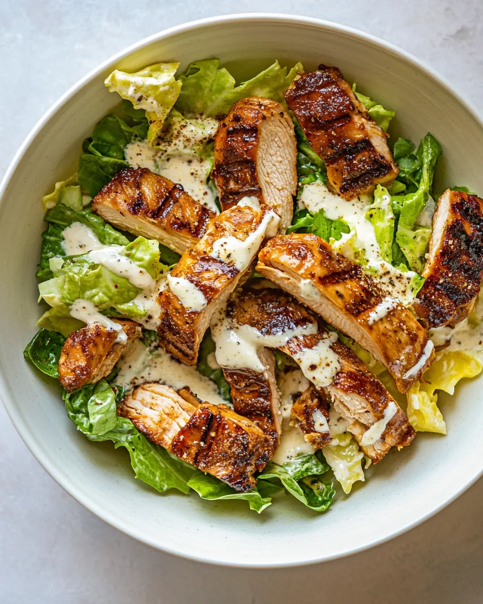 Easy BBQ Chicken Caesar Salad food shot