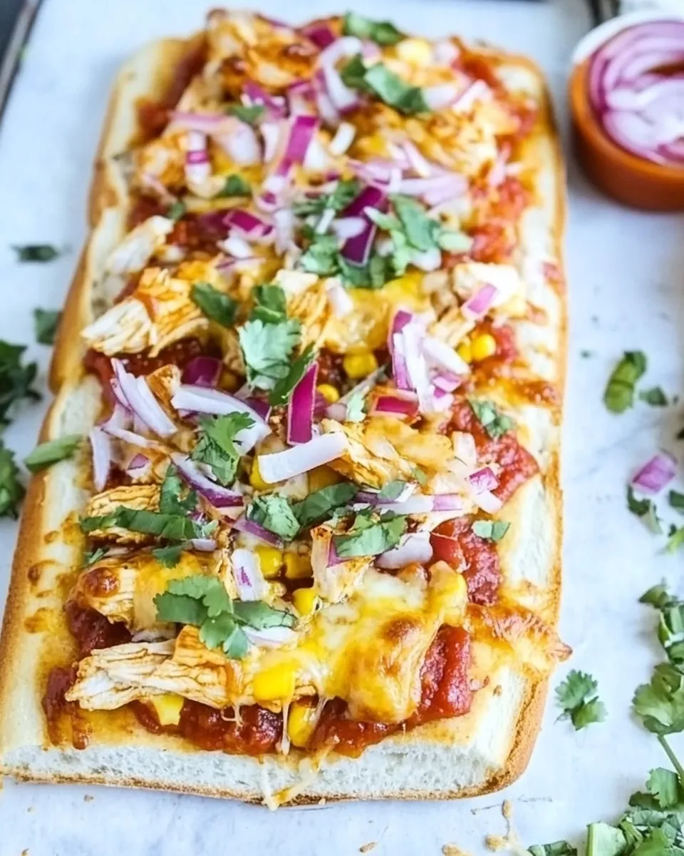 Easy BBQ Chicken French Bread Pizza food shot