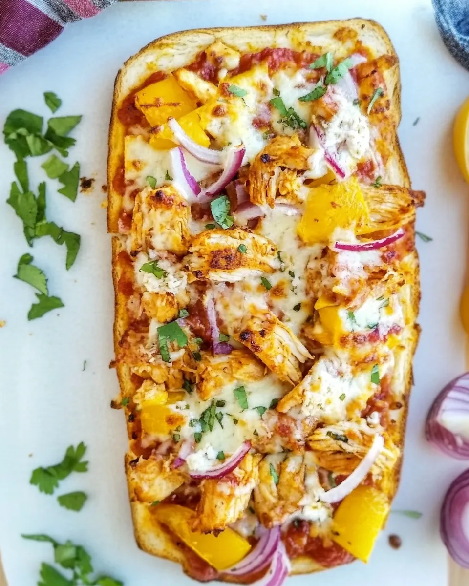 Homemade BBQ Chicken French Bread Pizza plate image