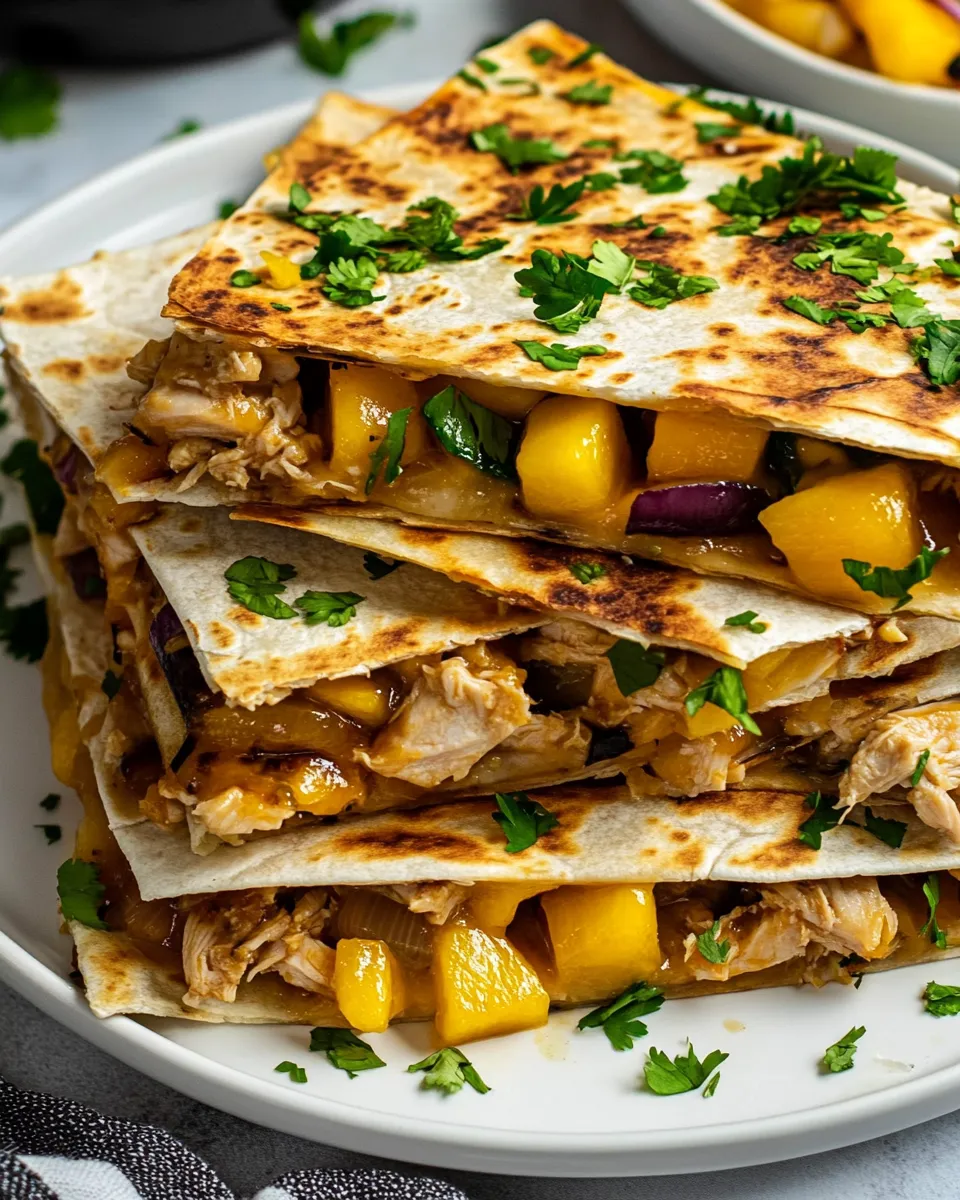 Easy BBQ Chicken Mango Quesadillas food shot