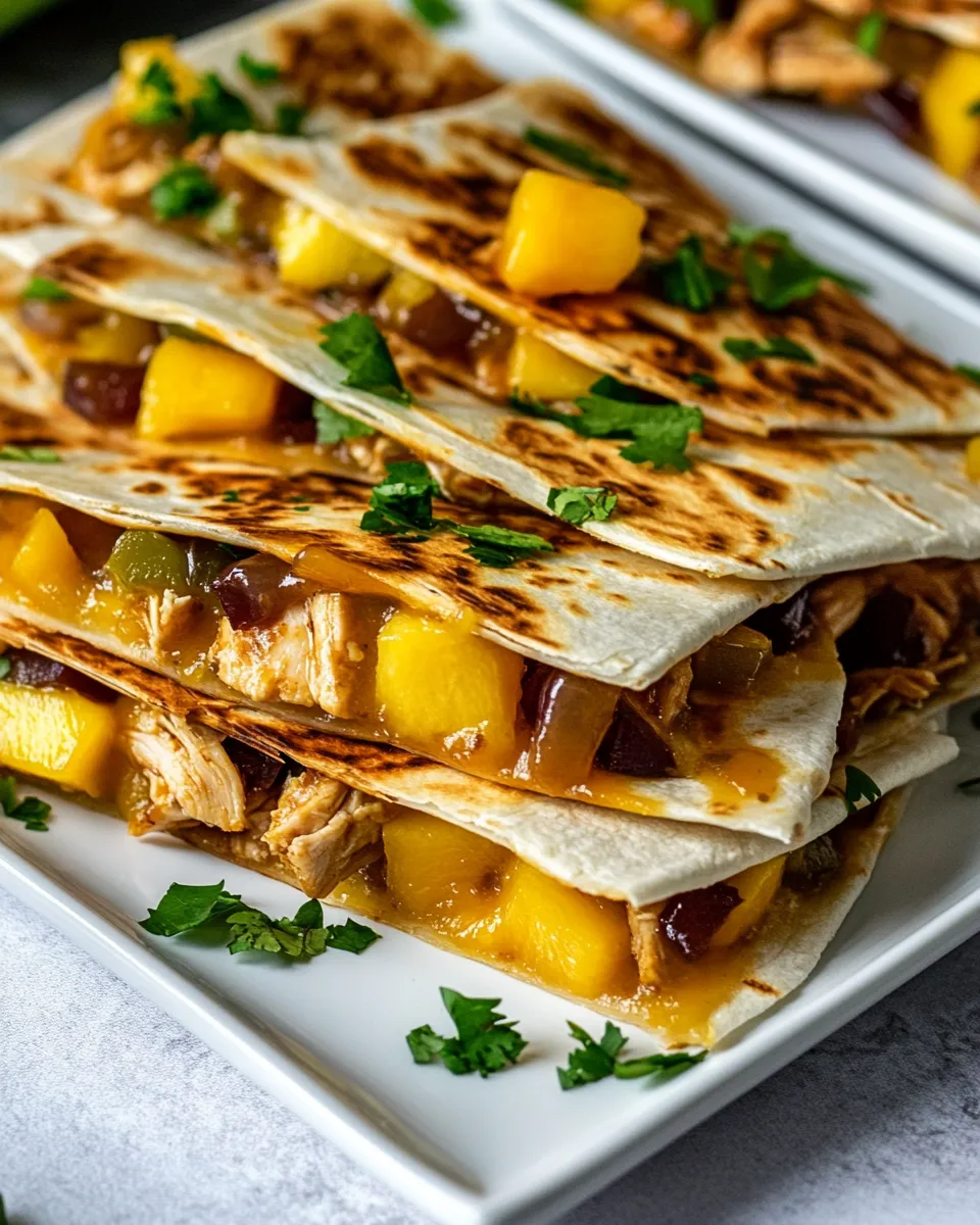 Delicious BBQ Chicken Mango Quesadillas plate image