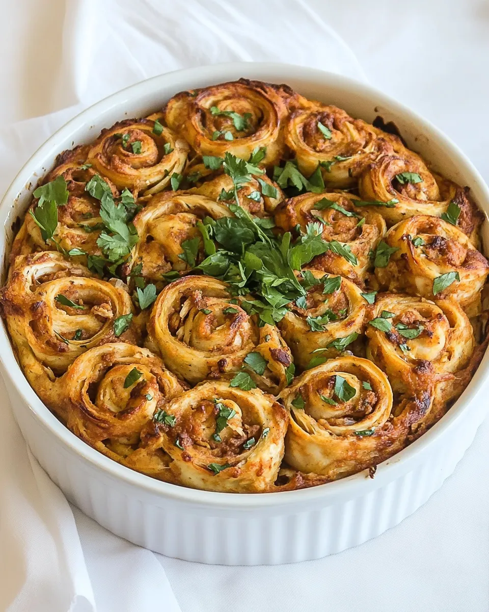 Easy BBQ Chicken Pinwheel Bake food shot