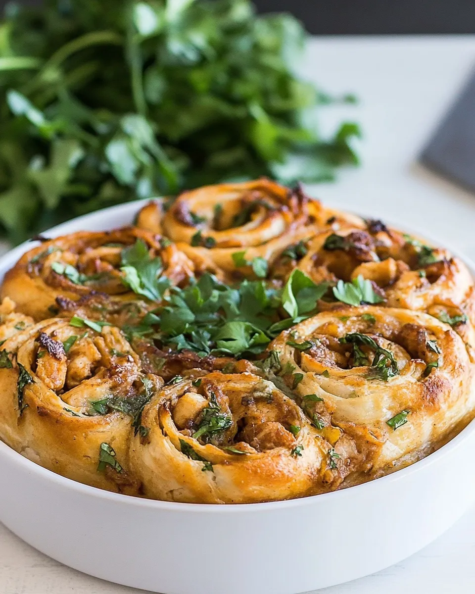 Delicious BBQ Chicken Pinwheel Bake plate image