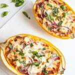 homemade BBQ Chicken Pizza Spaghetti Squash Boats photo