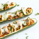 Homemade BBQ Chicken Pizza Stuffed Zucchini Boats photo