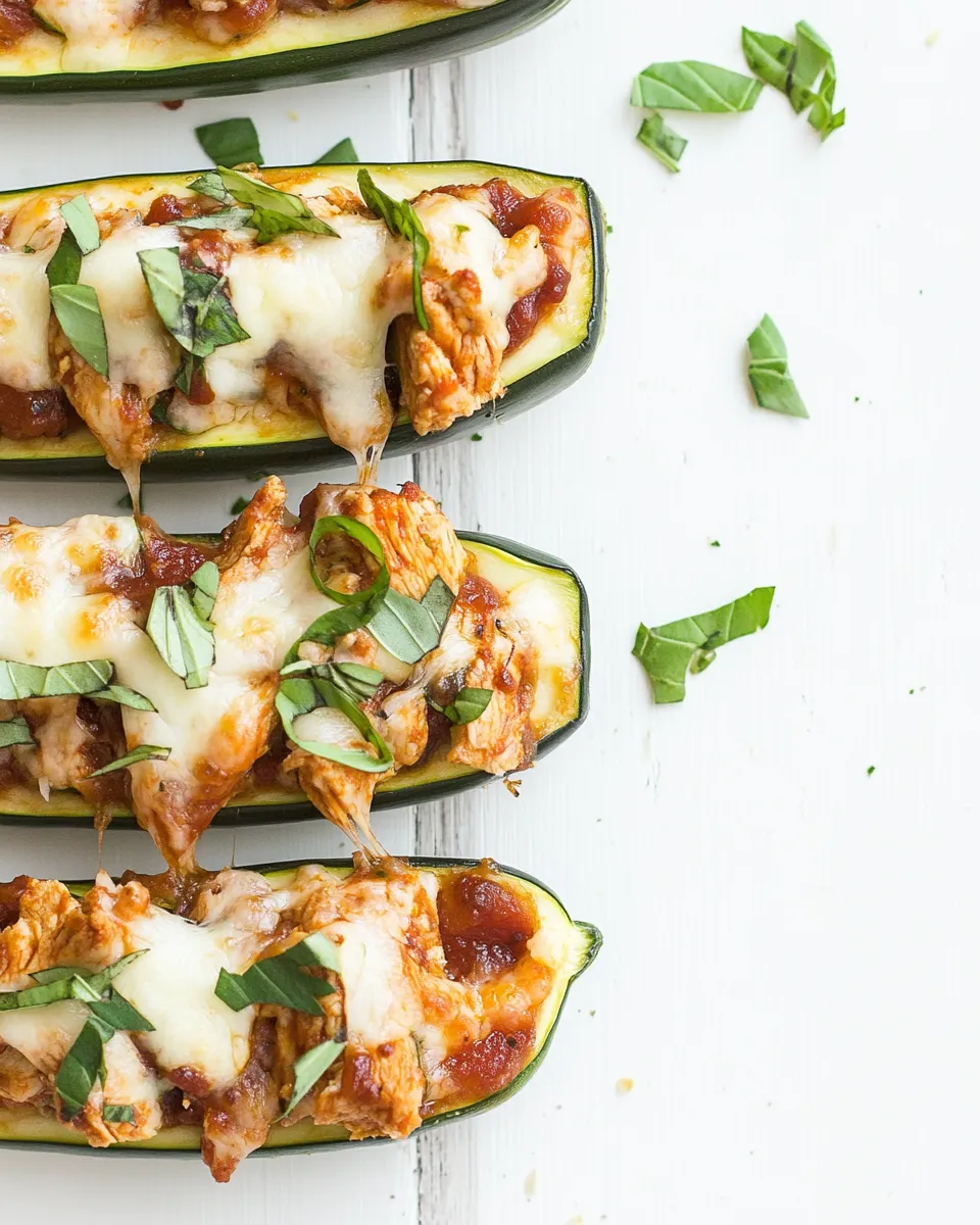 Classic BBQ Chicken Pizza Stuffed Zucchini Boats image