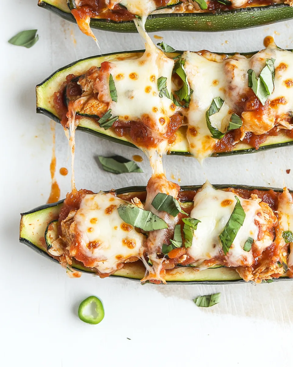 Easy BBQ Chicken Pizza Stuffed Zucchini Boats recipe photo