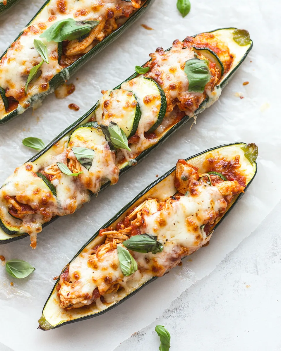 Delicious BBQ Chicken Pizza Stuffed Zucchini Boats dish photo