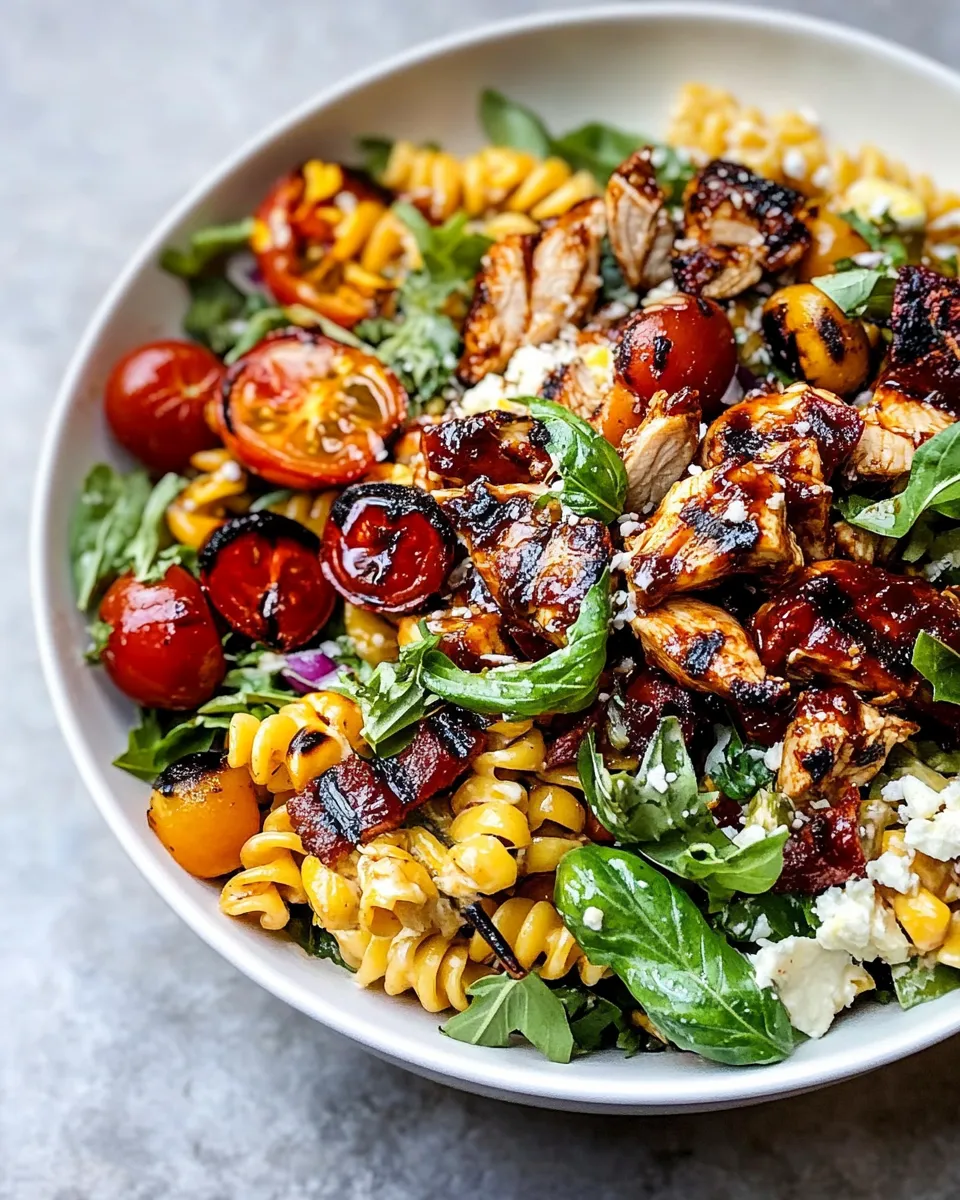 Homemade BBQ Chicken Ranch Pasta Salad. recipe photo