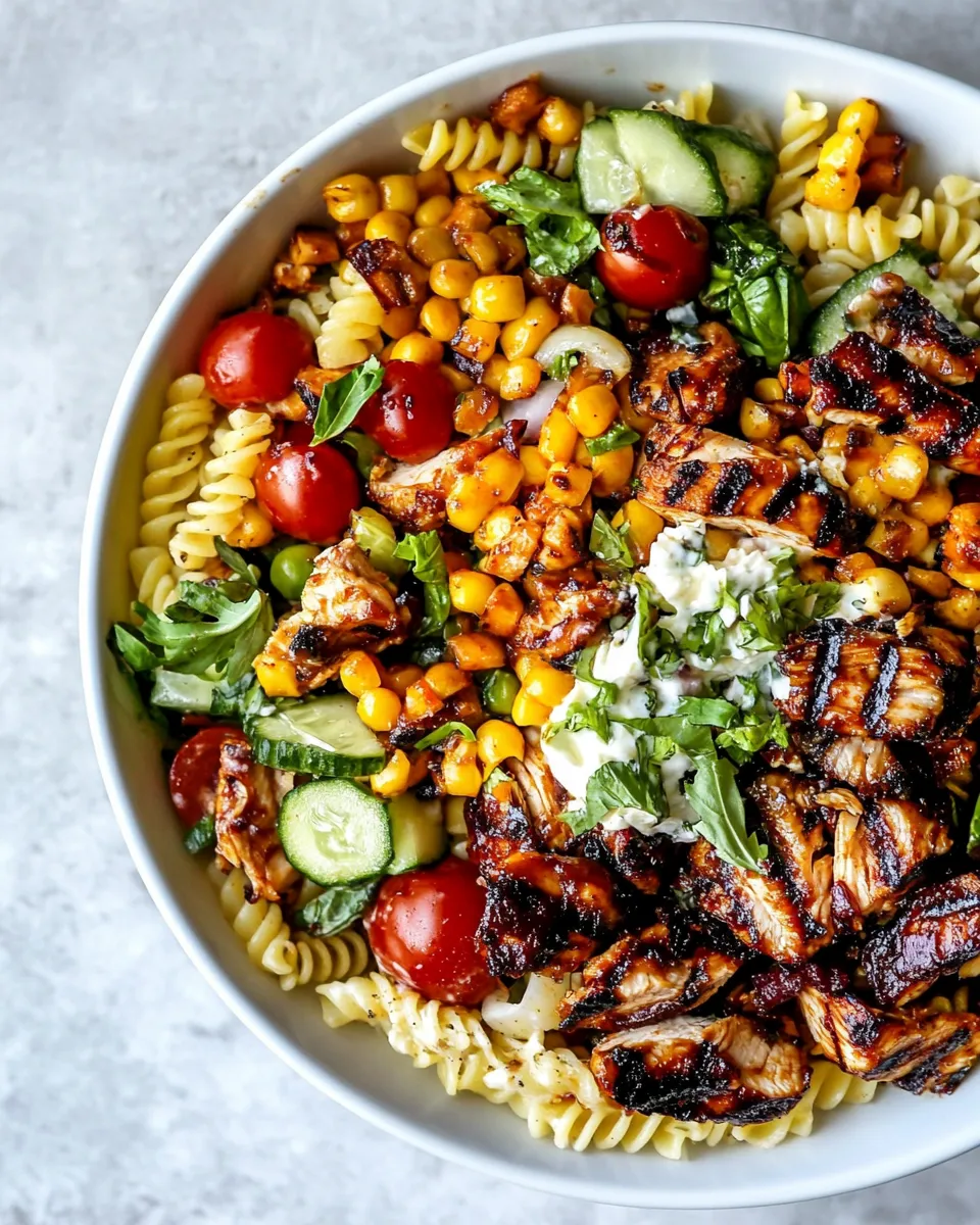 Classic BBQ Chicken Ranch Pasta Salad. dish photo
