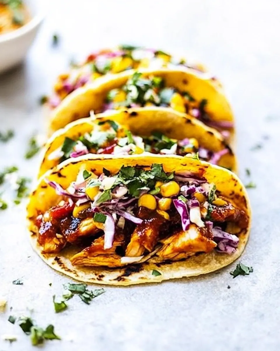Homemade BBQ Chicken Tacos With Slaw photo