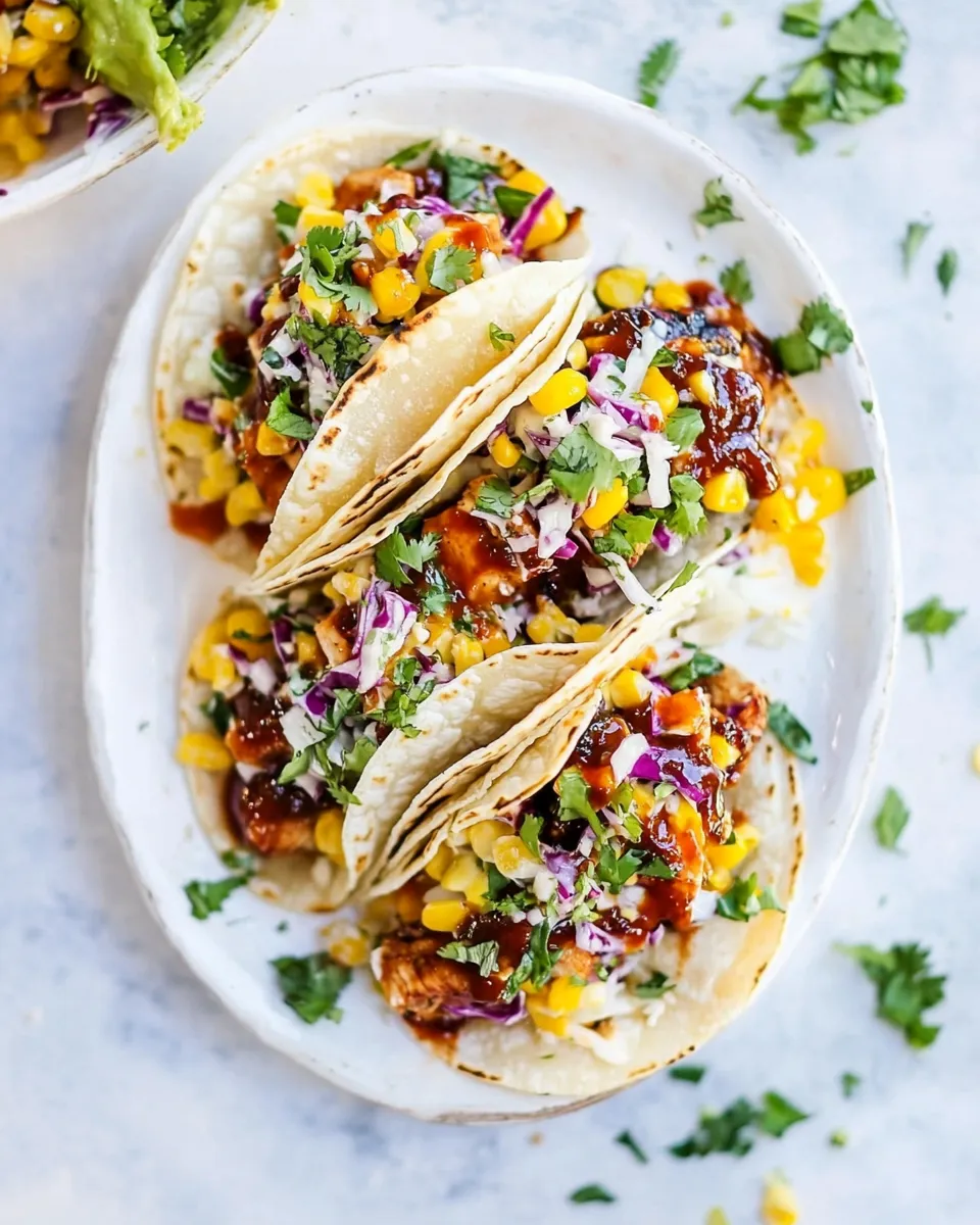 Delicious BBQ Chicken Tacos With Slaw shot