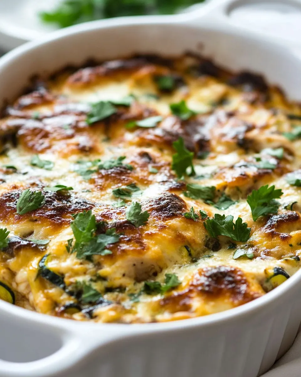 Delicious BBQ Chicken Zucchini Noodle Casserole plate image