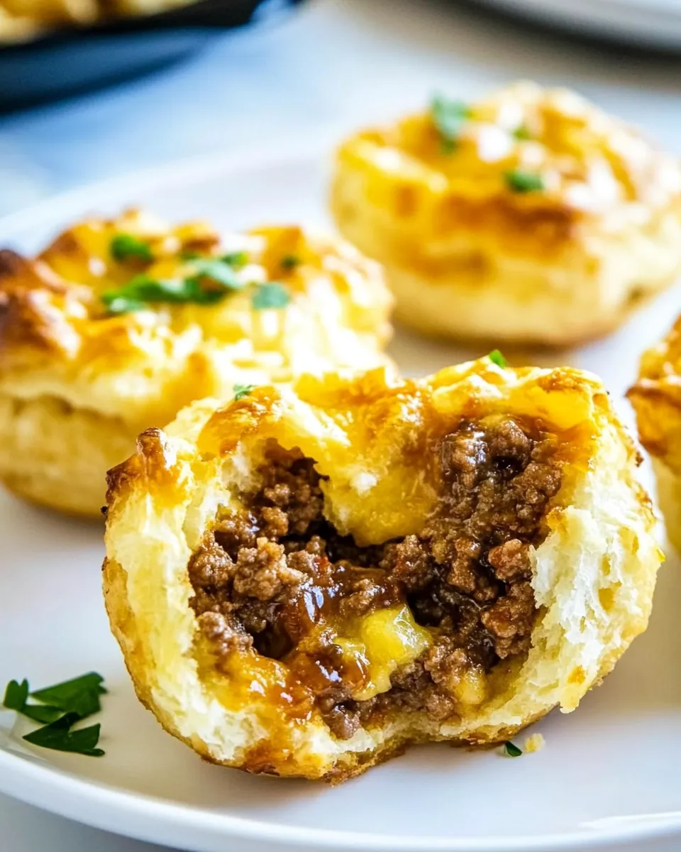 Easy BBQ Ground Beef Biscuit Cups food shot