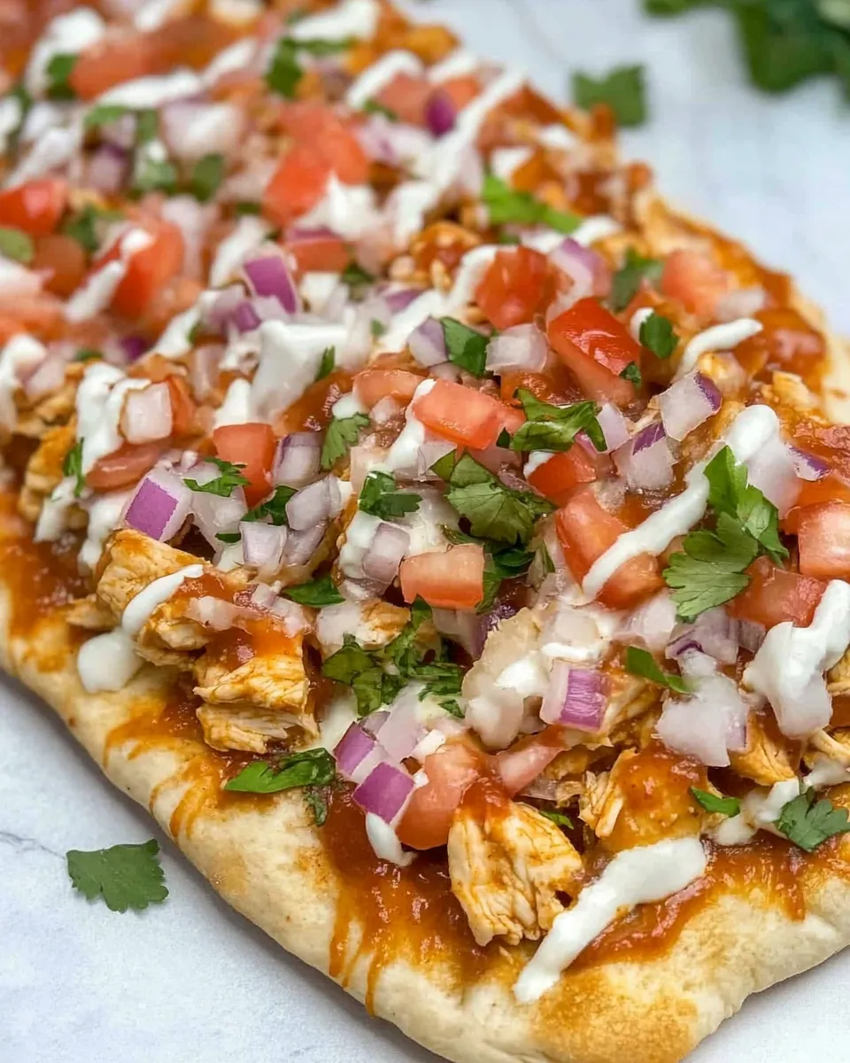 Delicious BBQ Ranch Chicken Flatbread dish photo