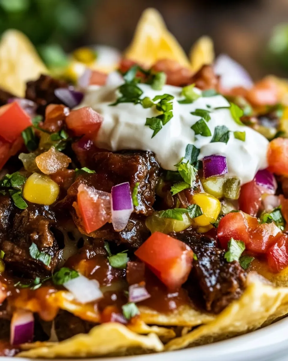 Delicious BBQ Steak Nachos plate image