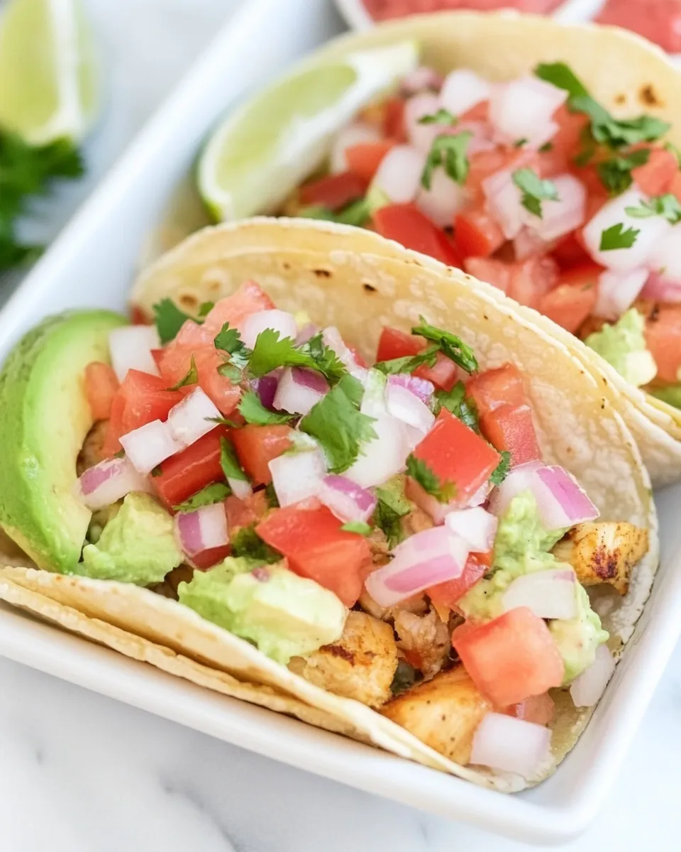 Delicious Baja Chicken Tacos food shot
