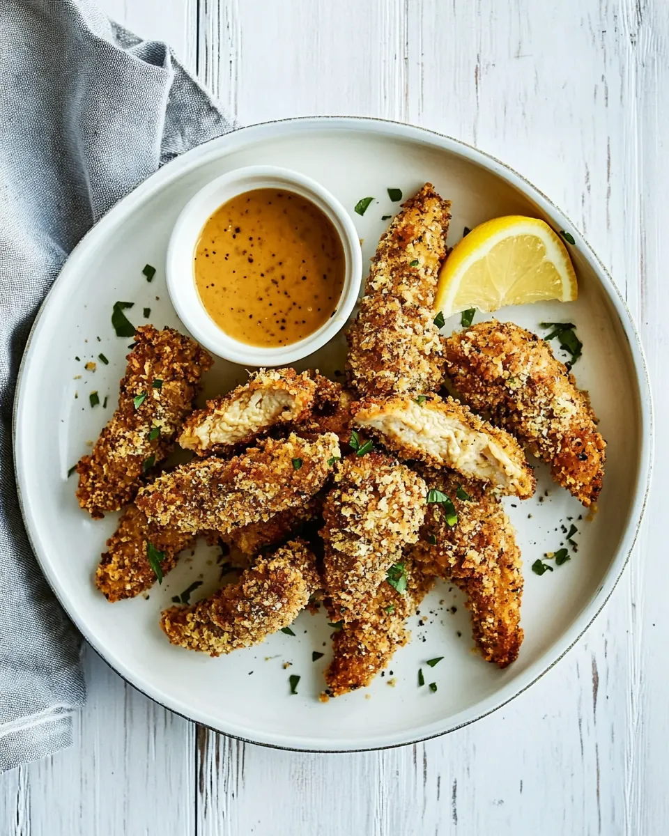 easy Baked Black Pepper Ranch Chicken Fingers with Honey Mustard. picture