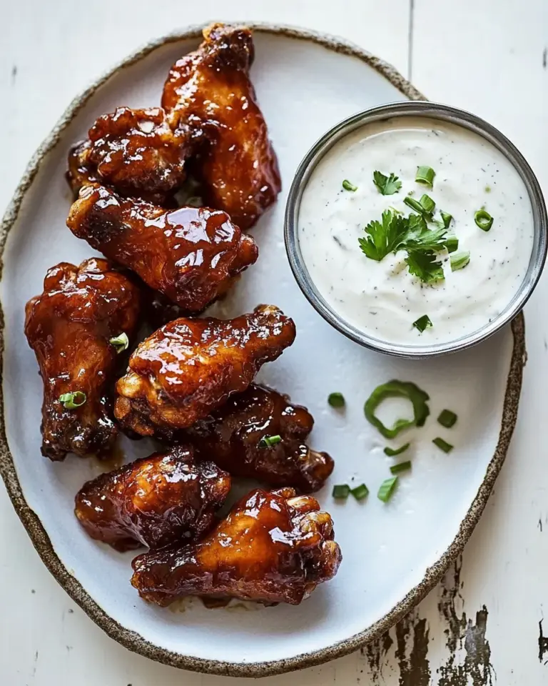 homemade Baked Boneless Honey BBQ Chicken Wings with Spicy Ranch. recipe photo
