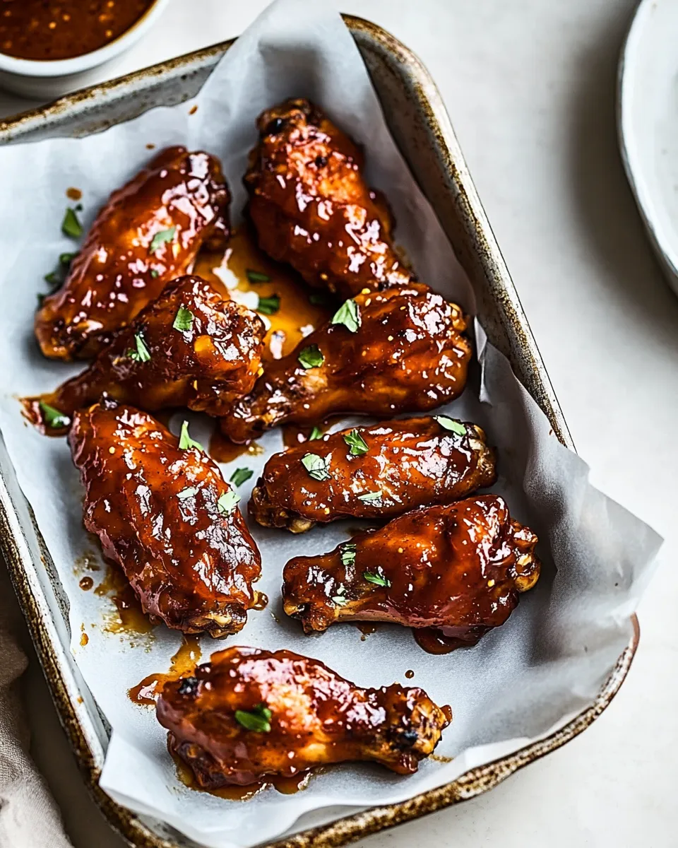 delicious Baked Boneless Honey BBQ Chicken Wings with Spicy Ranch. dish photo