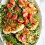 Homemade Baked Chicken Milanese with Arugula and Tomatoes recipe photo