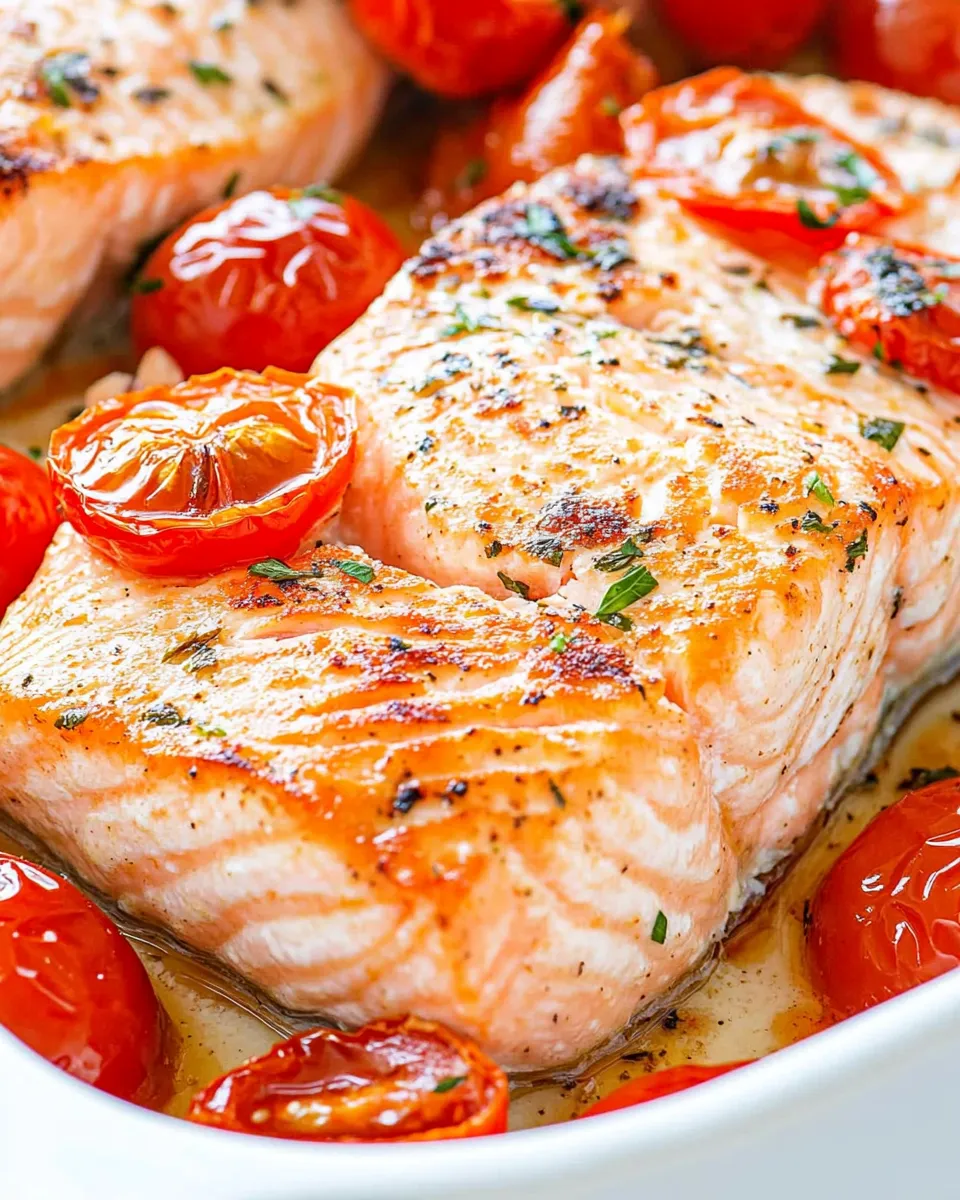 Healthy Baked Salmon with Roasted Tomatoes recipe photo