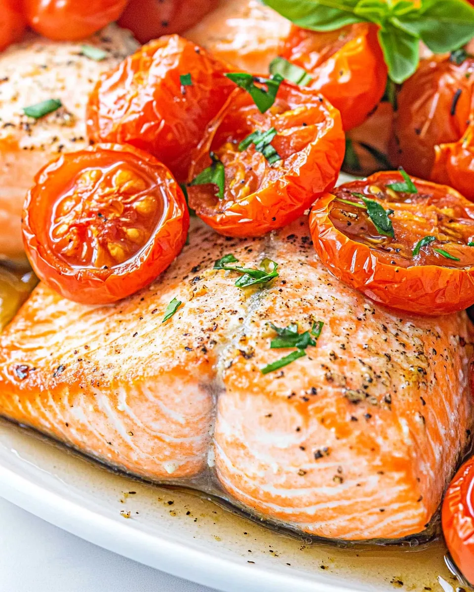 Classic Baked Salmon with Roasted Tomatoes plate image
