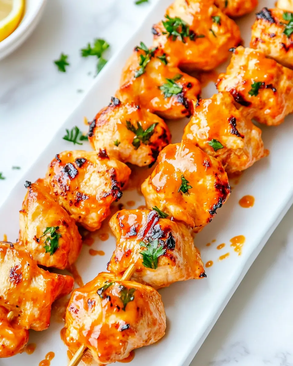 Easy Bang Bang Chicken Skewers food shot