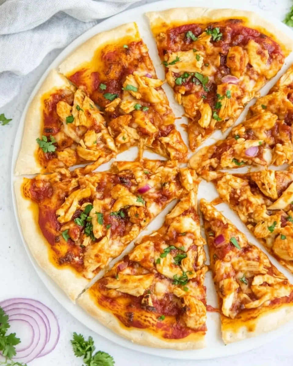 Easy Barbecue Chicken Pizza food shot