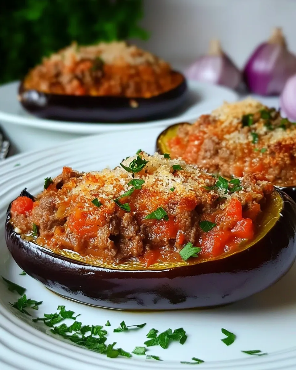 Easy Beef Stuffed Eggplants food shot