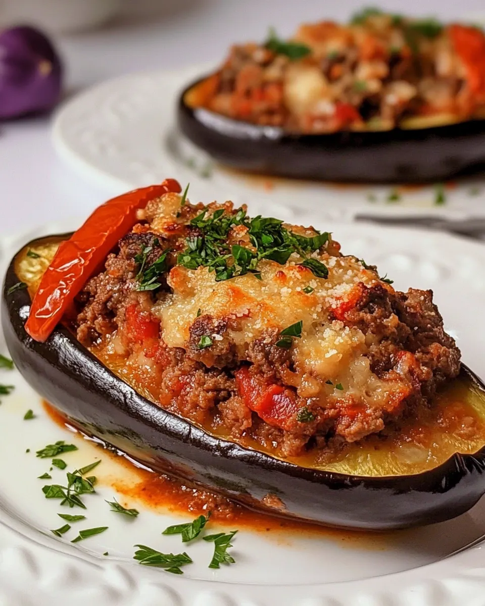 Delicious Beef Stuffed Eggplants plate image
