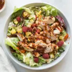Homemade Blackened Chicken Chopped Salad with Raspberry Chipotle Vinaigrette. recipe photo