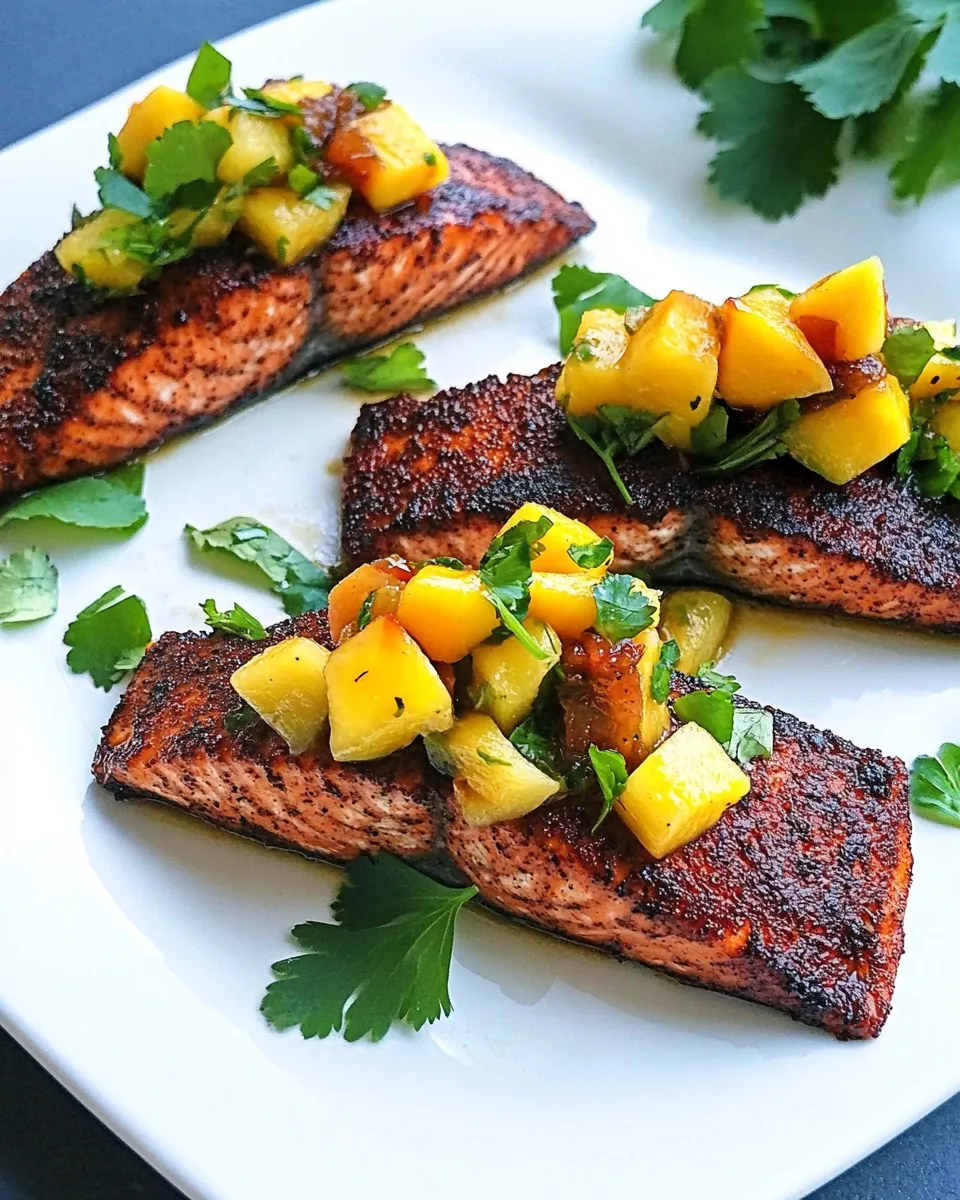 Fresh Blackened Salmon with Mango Salsa dish photo