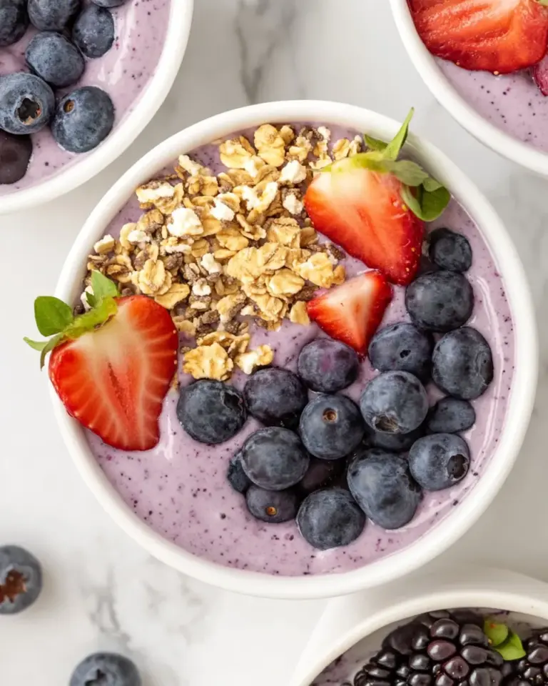 Homemade Blueberry Cottage Cheese Smoothie Bowls recipe photo