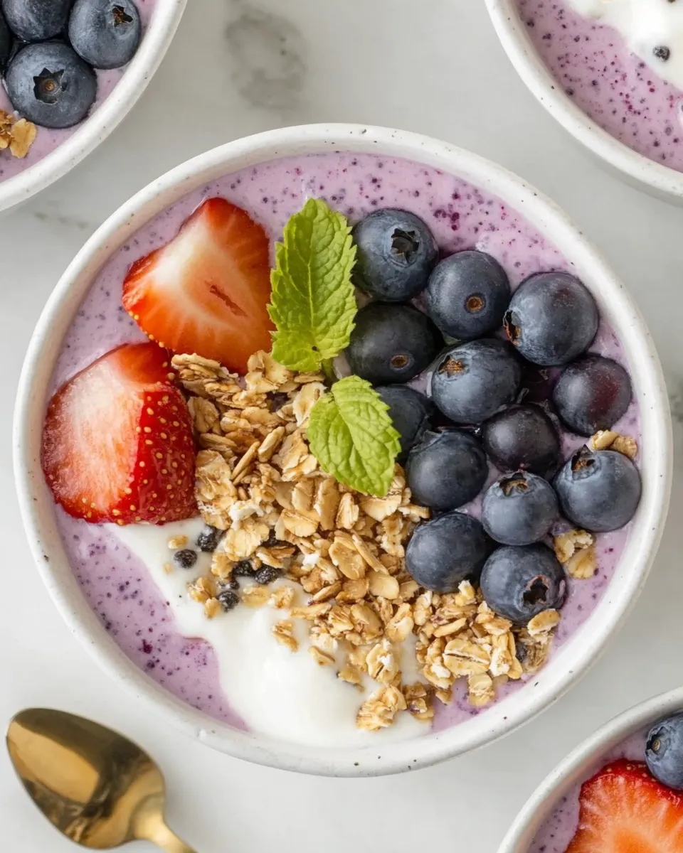 Classic Blueberry Cottage Cheese Smoothie Bowls dish photo